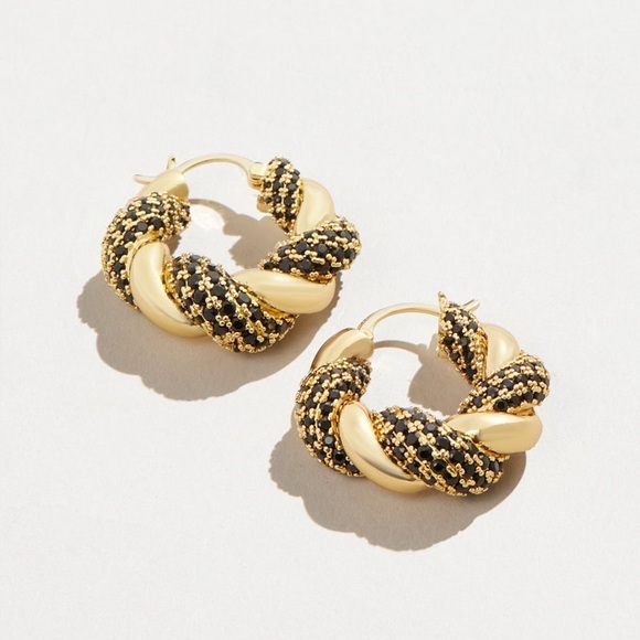 CRYSTAL HAZE Chain Reaction Croissant Hoop Earrings - Picture 3 of 6